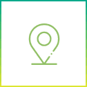 Green map pin icon on black background.