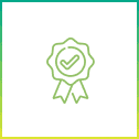 Green checkmark badge icon on black background.